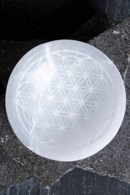 Sertifikalı Beyaz Motifli Selenit Tabak - 5