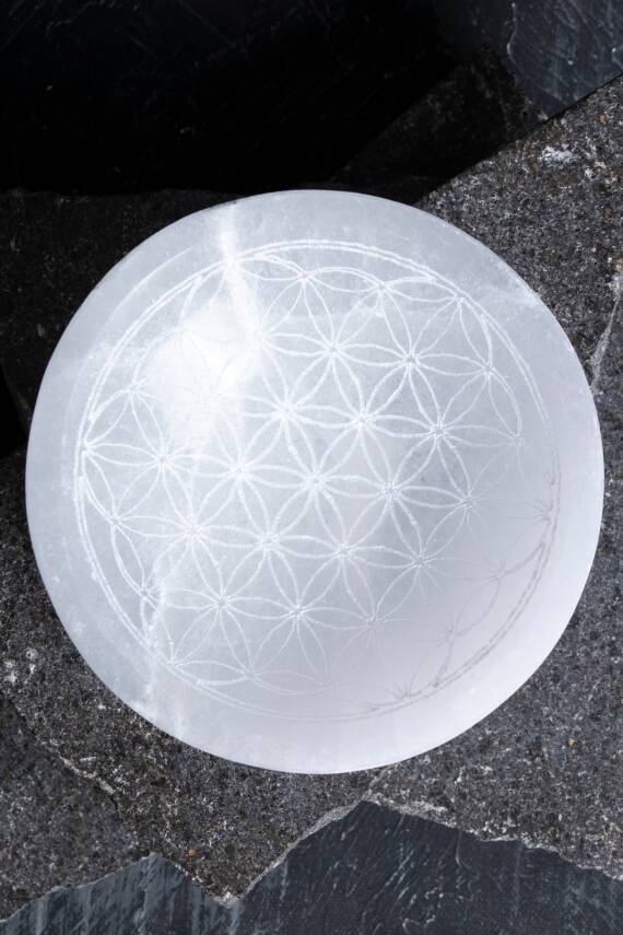 Sertifikalı Beyaz Motifli Selenit Tabak - 5