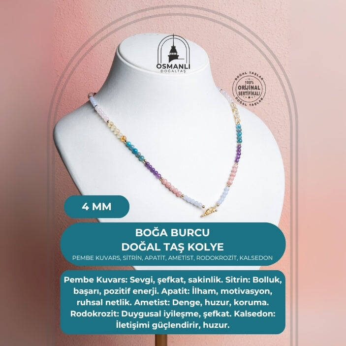 Sertifikalı Boğa Burcu Doğal Taş Kolye - 2