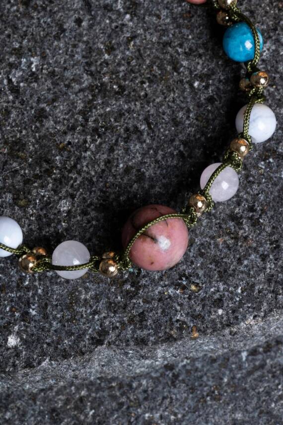 Sertifikalı Boğa Burcu Doğal Taş Makrome Bileklik - 3