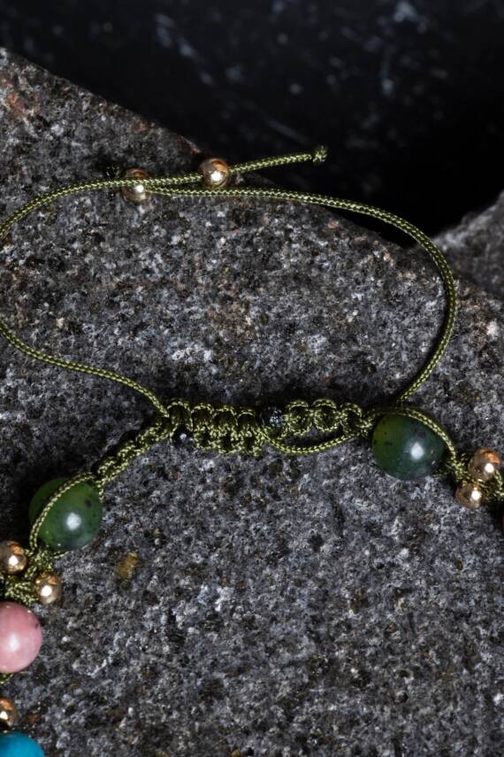 Sertifikalı Boğa Burcu Doğal Taş Makrome Bileklik - 4