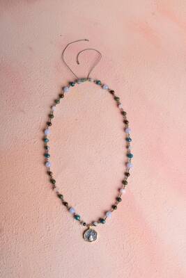 Sertifikalı Boğa Burcu Doğal Taş Makrome Kolye - 3