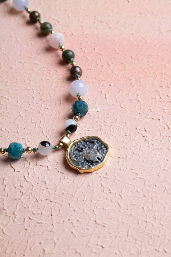 Sertifikalı Boğa Burcu Doğal Taş Makrome Kolye - 4