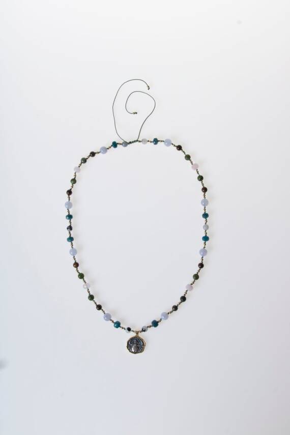 Sertifikalı Boğa Burcu Doğal Taş Makrome Kolye - 5