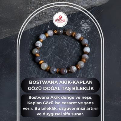 Sertifikalı Bostwana Akik, Kaplan Gözü Doğal Taş Bileklik - Doğal Taş (1)