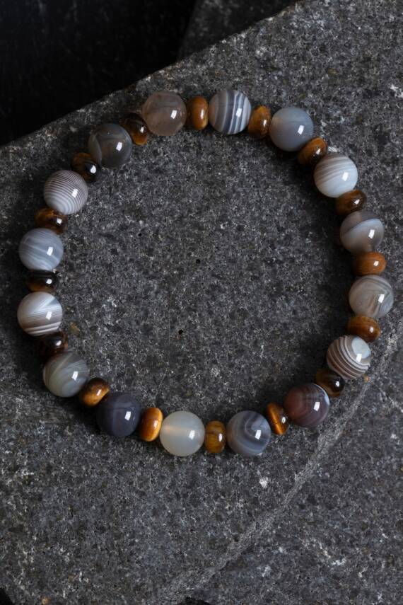 Sertifikalı Bostwana Akik, Kaplan Gözü Doğal Taş Bileklik - 1