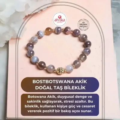Sertifikalı Bostwana, Akik Zirkon Aparat Doğal Taş Bilelik - Doğal Taş (1)