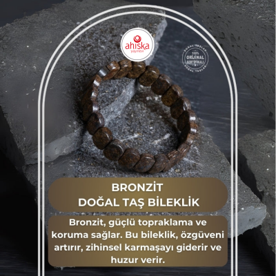 Sertifikalı Bronzit Geniş Kesim Doğal Taş Bileklik - Doğal Taş (1)