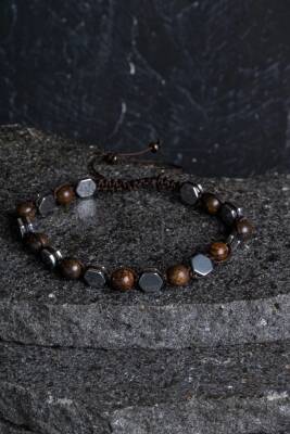 Sertifikalı Bronzit, Hematit Doğal Taş Makrome Bileklik - Osmanlı Doğal Taş