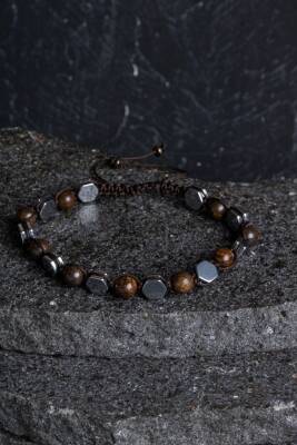 Sertifikalı Bronzit, Hematit Doğal Taş Makrome Bileklik - Osmanlı Doğal Taş