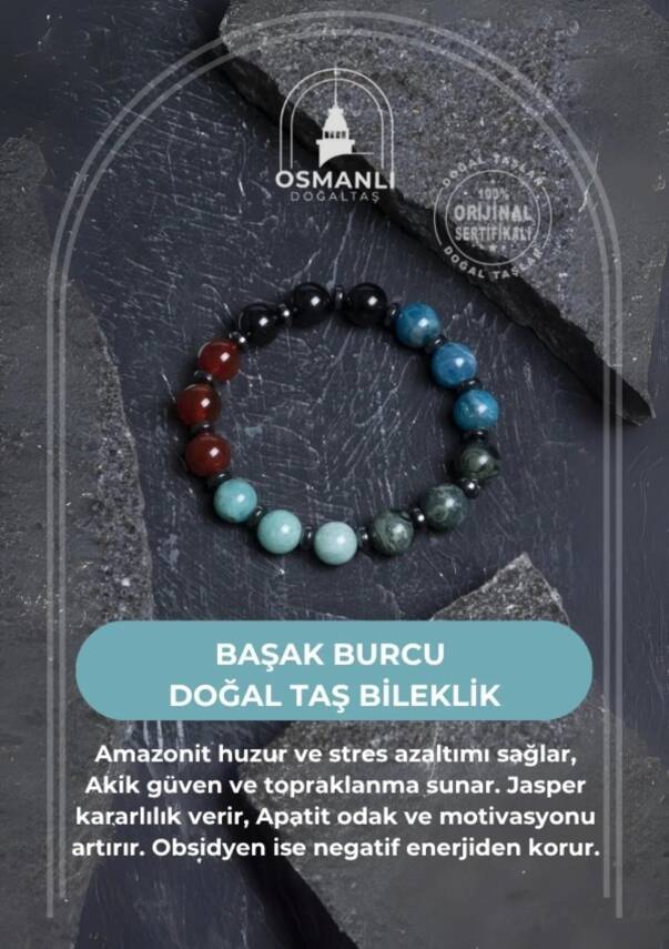 Sertifikalı Burç Doğal Taş Bileklik-Başak Burcu - 2