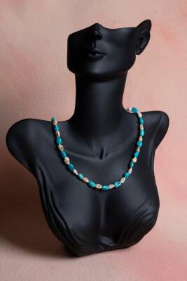 Sertifikalı Deniz Kabuklu Turkuaz Doğal Taş Kolye (SK:286) - 3