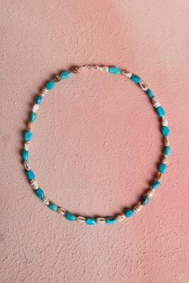 Sertifikalı Deniz Kabuklu Turkuaz Doğal Taş Kolye (SK:286) - 4