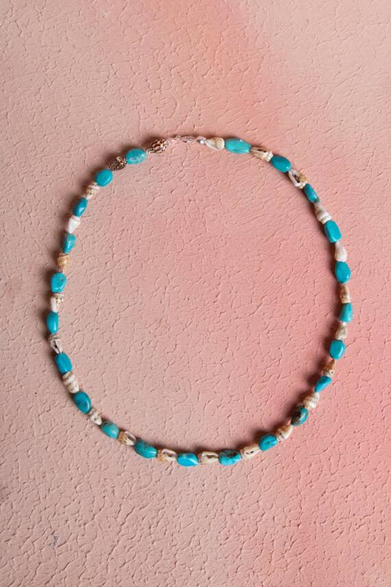 Sertifikalı Deniz Kabuklu Turkuaz Doğal Taş Kolye (SK:286) - 4