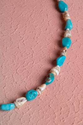 Sertifikalı Deniz Kabuklu Turkuaz Doğal Taş Kolye (SK:286) - 5