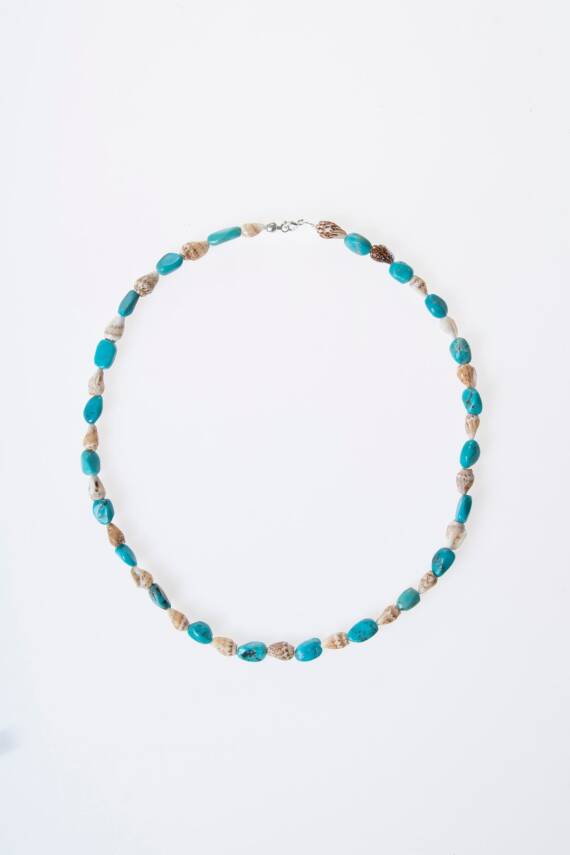 Sertifikalı Deniz Kabuklu Turkuaz Doğal Taş Kolye (SK:286) - 6