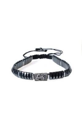 Sertifikalı Denizci Çapa Gümüş Aparatlı Hematit Doğal Taş Makrome Bileklik - 4