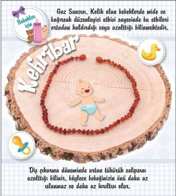 Sertifikalı Doğal Taş Bebek Kolye-kehribar M102 - 1