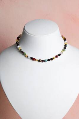 Sertifikalı Doğal Taş Bebek Kolye - Kehribar, Yeşim, Kaplan Gözü, Akik, Havlit, Krizokol, Pembe Kuvars - 3