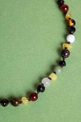 Sertifikalı Doğal Taş Bebek Kolye - Kehribar, Yeşim, Kaplan Gözü, Akik, Havlit, Krizokol, Pembe Kuvars - 5