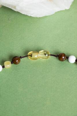 Sertifikalı Doğal Taş Bebek Kolye - Kehribar, Yeşim, Kaplan Gözü, Akik, Havlit, Krizokol, Pembe Kuvars - 6