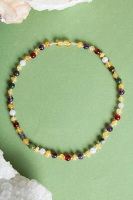 Sertifikalı Doğal Taş Bebek Kolye - Kehribar, Yeşim, Kaplan Gözü, Ametist, Pembe Kuvars, Akik - 2