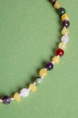 Sertifikalı Doğal Taş Bebek Kolye - Kehribar, Yeşim, Kaplan Gözü, Ametist, Pembe Kuvars, Akik - 5