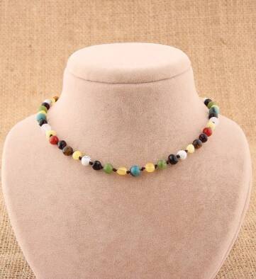 Sertifikalı Doğal Taş Bebek Kolye - Kehribar,yeşim,kaplan Gözü,akik,havlit,krizokol - 1