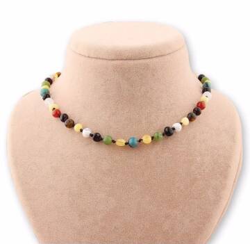 Sertifikalı Doğal Taş Bebek Kolye - Kehribar,yeşim,kaplan Gözü,akik,havlit,krizokol - 2