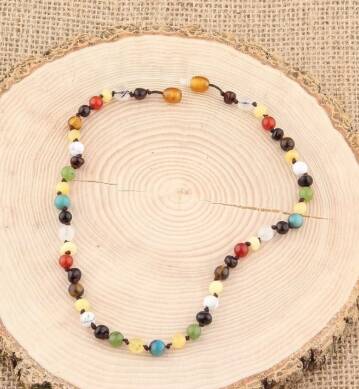 Sertifikalı Doğal Taş Bebek Kolye - Kehribar,yeşim,kaplan Gözü,akik,havlit,krizokol - 3