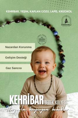 Sertifikalı Doğal Taş Bebek Kolye-yeşim,lapis,kehribar,kaplan Gözü,krizokol M106 - Osmanlı Doğaltaş