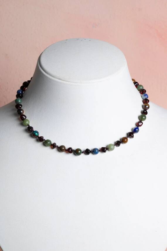 Sertifikalı Doğal Taş Bebek Kolye-yeşim,lapis,kehribar,kaplan Gözü,krizokol M106 - 3