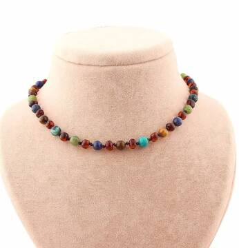 Sertifikalı Doğal Taş Bebek Kolye-yeşim,lapis,kehribar,kaplan Gözü,krizokol M106 - 2