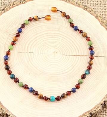 Sertifikalı Doğal Taş Bebek Kolye-yeşim,lapis,kehribar,kaplan Gözü,krizokol M106 - 3