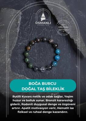 Sertifikalı Doğal Taş Bileklik/Boğa Burcu - 2