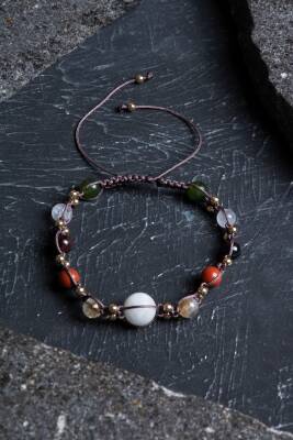 Sertifikalı Doğal Taş Makrome Bileklik-Akrep Burcu - Osmanlı Doğaltaş