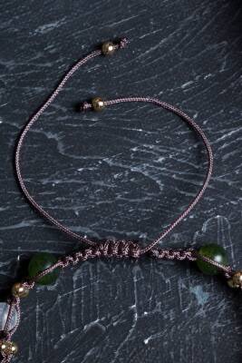 Sertifikalı Doğal Taş Makrome Bileklik-Akrep Burcu - 3