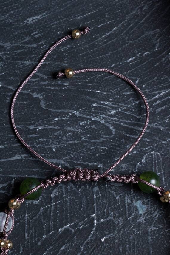 Sertifikalı Doğal Taş Makrome Bileklik-Akrep Burcu - 3