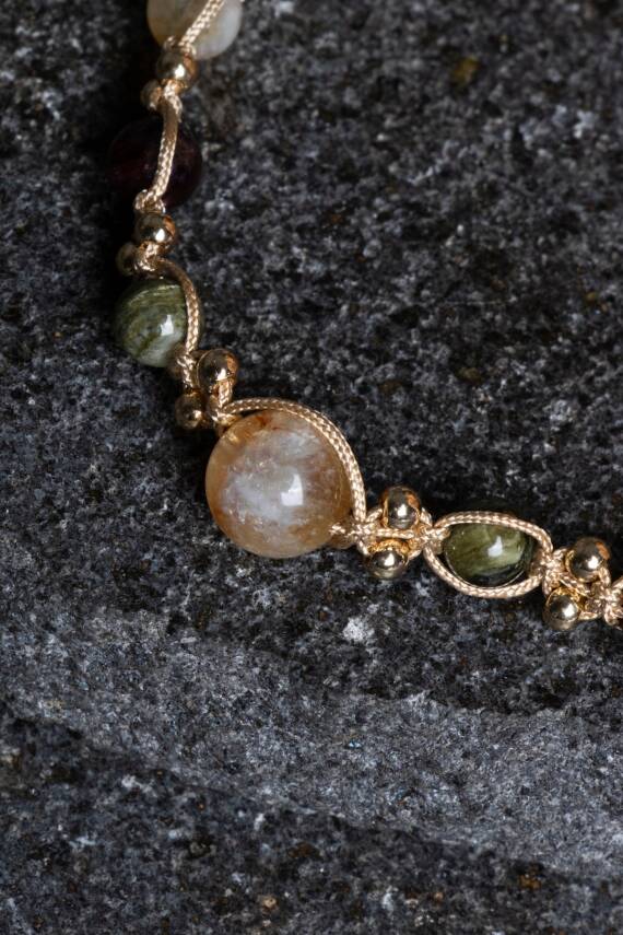 Sertifikalı Doğal Taş Makrome Bileklik-Aslan Burcu - 2