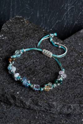 Sertifikalı Doğal Taş Makrome Bileklik-Balık Burcu - 2