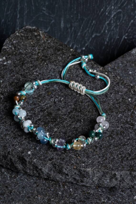 Sertifikalı Doğal Taş Makrome Bileklik-Balık Burcu - 2