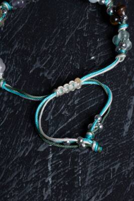 Sertifikalı Doğal Taş Makrome Bileklik-Balık Burcu - 3