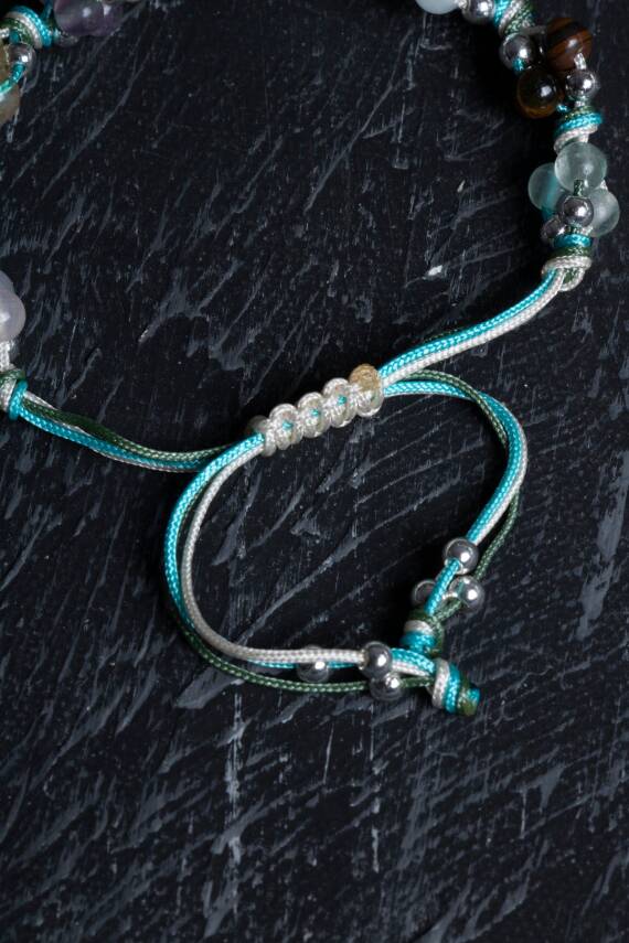 Sertifikalı Doğal Taş Makrome Bileklik-Balık Burcu - 3