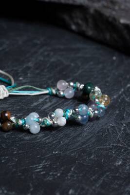 Sertifikalı Doğal Taş Makrome Bileklik-Balık Burcu - 4