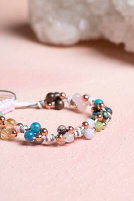 Sertifikalı Doğal Taş Makrome Bileklik-Boğa Burcu - 3