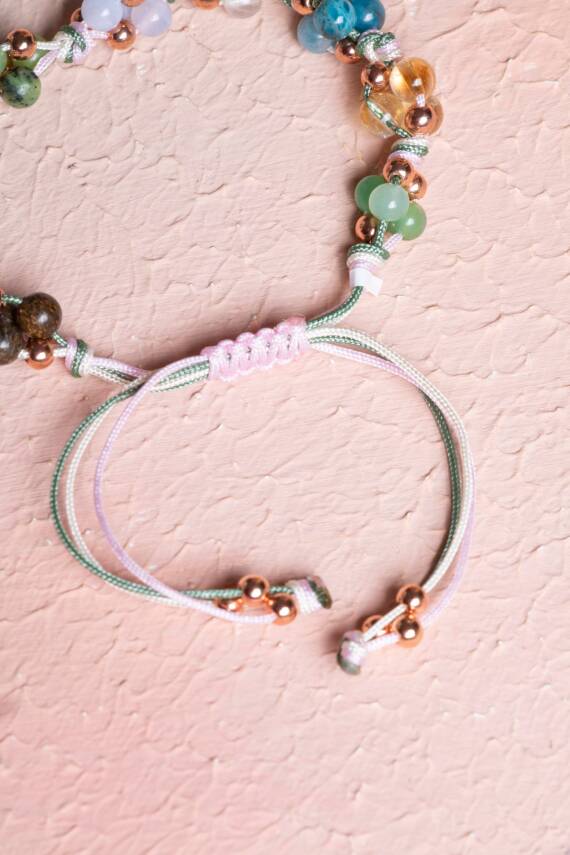 Sertifikalı Doğal Taş Makrome Bileklik-Boğa Burcu - 4