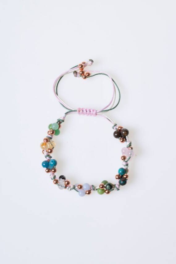 Sertifikalı Doğal Taş Makrome Bileklik-Boğa Burcu - 5