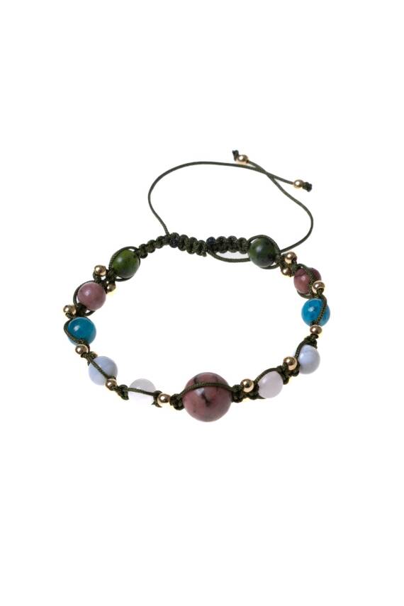 Sertifikalı Doğal Taş Makrome Bileklik-Boğa Burcu - 10