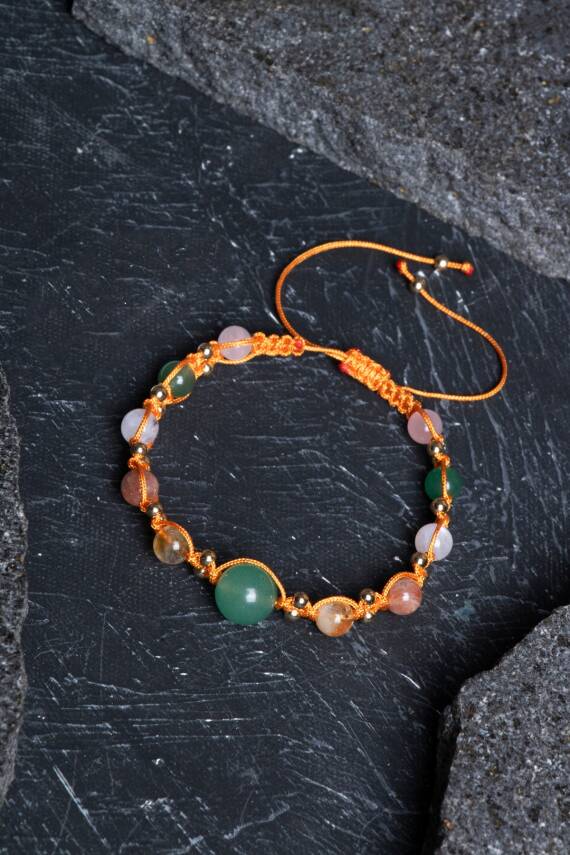 Sertifikalı Doğal Taş Makrome Bileklik -İkizler Burcu - 1