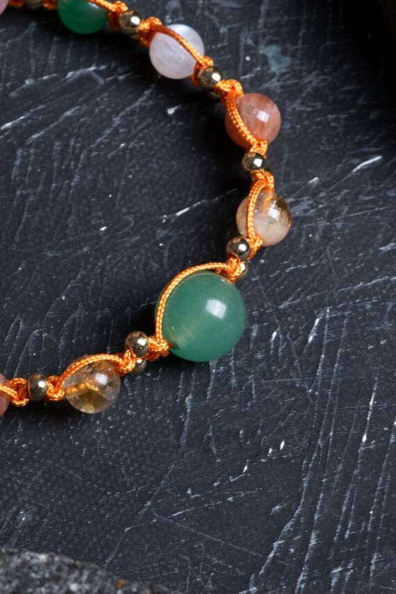 Sertifikalı Doğal Taş Makrome Bileklik -İkizler Burcu - 3